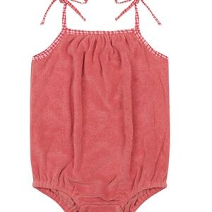 Minnow Gingham Trim Baby Romper